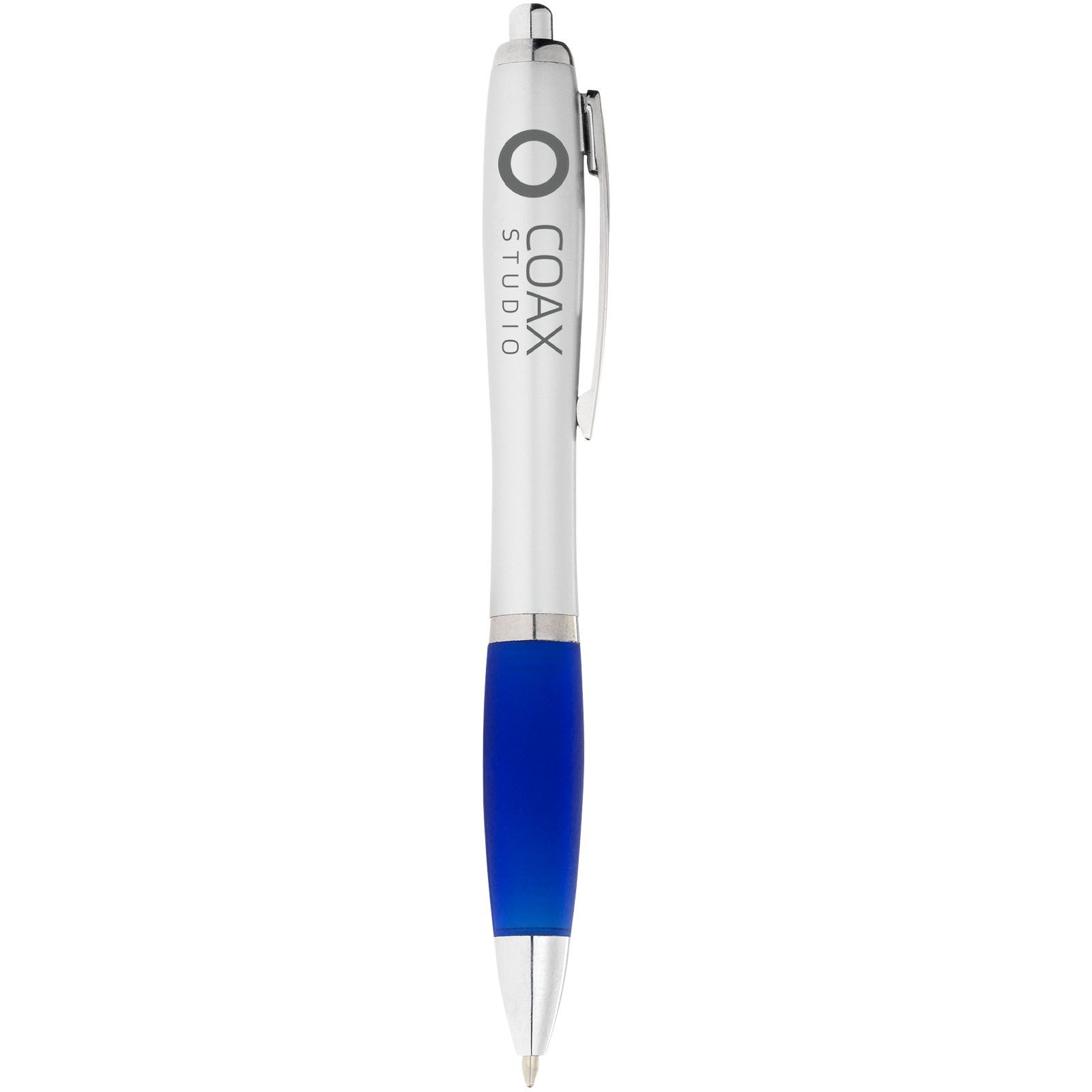 Nash ballpoint pen silver barrel and coloured grip