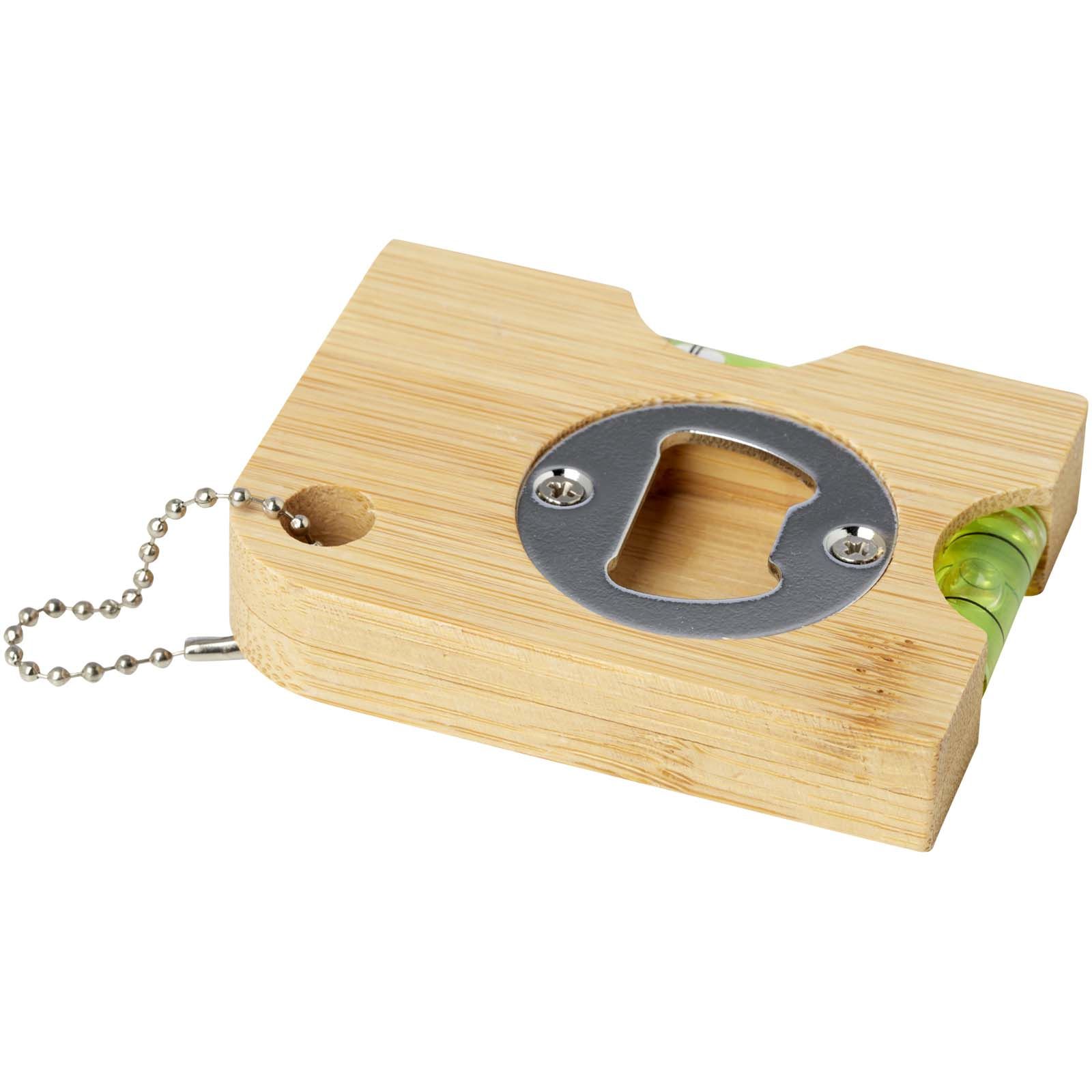 Levo bamboo bottle opener with level 