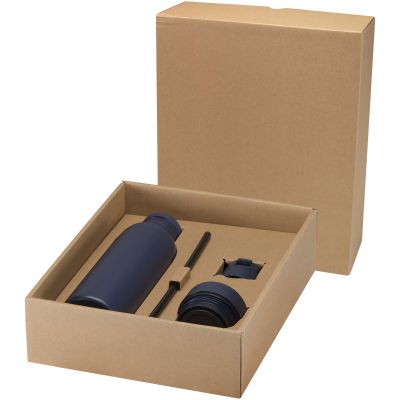Illuminate 650 ml RCS recycled double wall stainless steel water bottle with 3-piece lid set