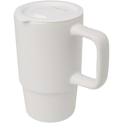 Carter 450 ml ceramic mug with plastic lid