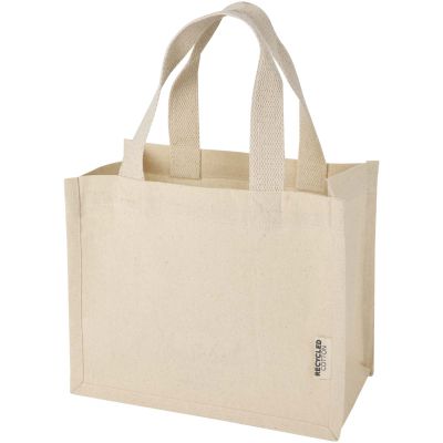 Odessa 220 g/m² GRS recycled cotton mini gusset tote bag 9L