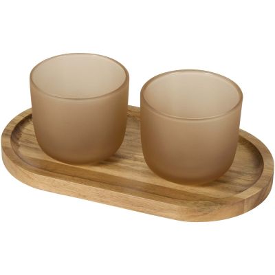 Male wooden serving tray and glass cups set