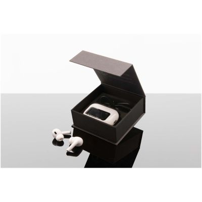 SCX.design E26 ANC earbuds with interactive touchscreen charging case
