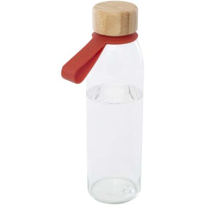 Porto 500 ml glass water bottle with silicone handle and bamboo lid 