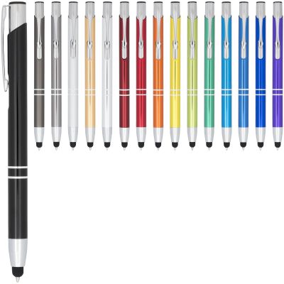 Moneta anodized aluminium click stylus ballpoint pen