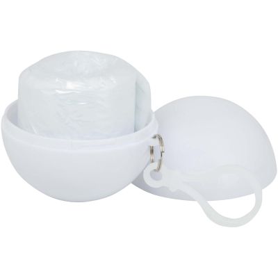 Fog poncho in round plastic container with carabiner