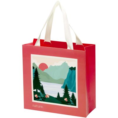 Smartfold 230 g/m2 paper bag with ribbon handles and gloss lamination -  24 x 10 x 24 cm