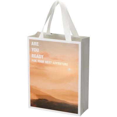 Smartfold 230 g/m2 paper bag with ribbon handles and gloss lamination -  24 x 10 x 32 cm